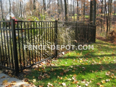 black-aluminum-fencing-on-a-slope