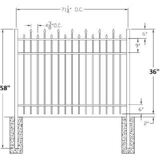 36 Inch Berkshire Industrial Aluminum Fence