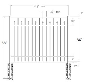 36 inch Essex Residential Wide Aluminum Fence