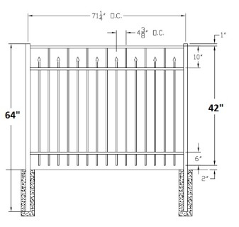 42 Inch Essex Residential Wide Aluminum Fence