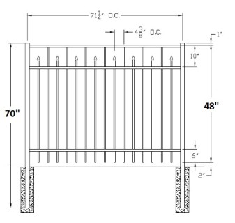 48 Inch Essex Residential Wide Aluminum Fence