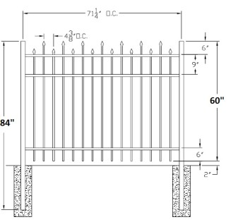 60 Inch Berkshire Residential Wide Aluminum Fence