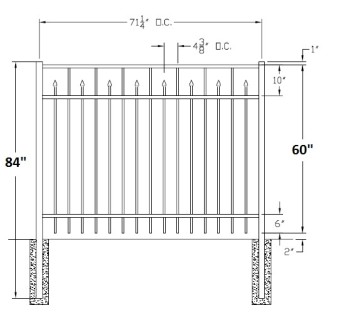 60 Inch Essex Residential Wide Aluminum Fence