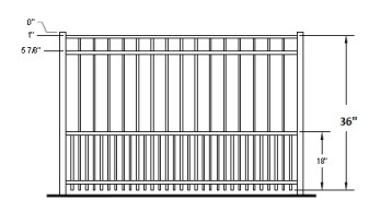 36 Inch Auburn Residential Puppy-Picket Aluminum Fence