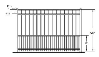 54 Inch Auburn Residential Puppy-Picket Aluminum Fence