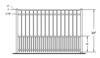 72 Inch Auburn Commercial Puppy-Picket Aluminum Fence