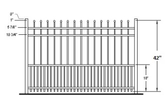 42 Inch Aurora Commercial Puppy Picket Aluminum Fence