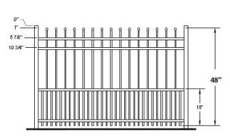 48 Inch Aurora Commercial Puppy Picket Aluminum Fence