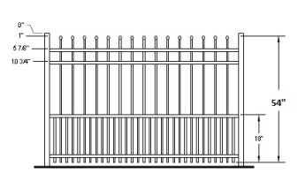54 Inch Aurora Commercial Puppy Picket Aluminum Fence