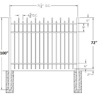 72 Inch Berkshire Industrial Aluminum Fence