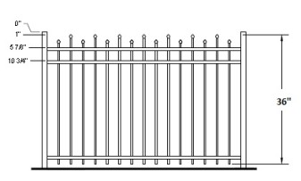 36 Inch Hiram Commercial Aluminum Fence