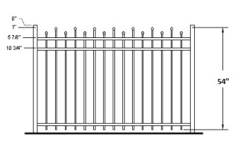 54 Inch Hiram Commercial Aluminum Fence