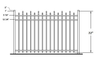 72 Inch Hiram Concealed Fastener Aluminum Fence