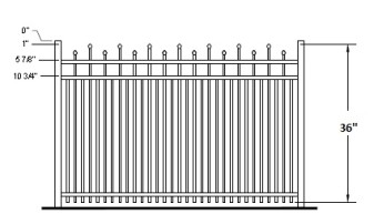36 Inch Kent Residential Aluminum Fence