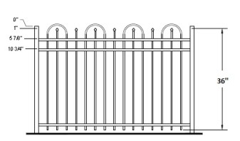36 Inch Mogadore Residential Aluminum Fence