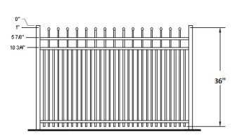 36 Inch Ravenna Commercial Aluminum Fence