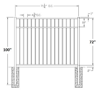 72 Inch Storrs Industrial Aluminum Fence