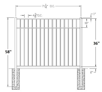 36 Inch Storrs Commercial Aluminum Fence