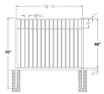 48 Inch Storrs Commercial Aluminum Fence