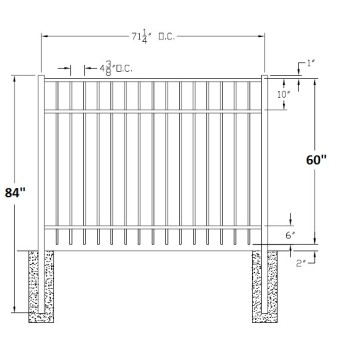 60 Inch Saybrook Industrial Aluminum Fence