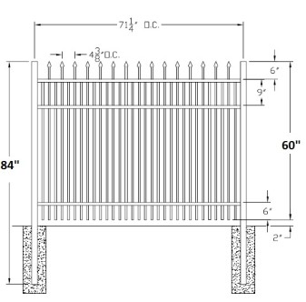 60 Inch Falcon Industrial Aluminum Fence