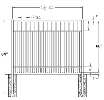 60 Inch Horizon Industrial Aluminum Fence
