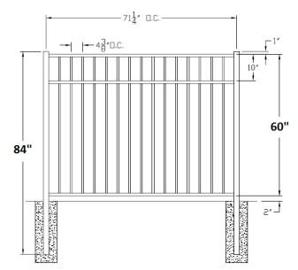 60 Inch Storrs Industrial Aluminum Fence