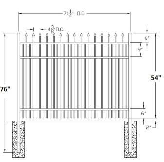 54 Inch Falcon Residential Aluminum Fence