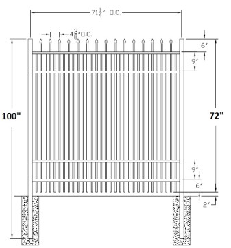 72 Inch Falcon Residential Aluminum Fence