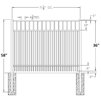 36 Inch Horizon Residential Wide Aluminum Fence