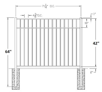 42 inch Storrs Residential Wide Aluminum Fence