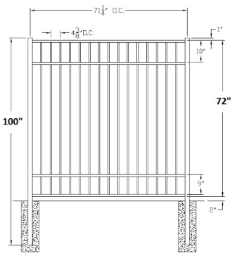 72 Inch Storrs Residential Wide Aluminum Fence