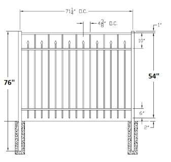 54 Inch Essex Residential Wide Aluminum Fence