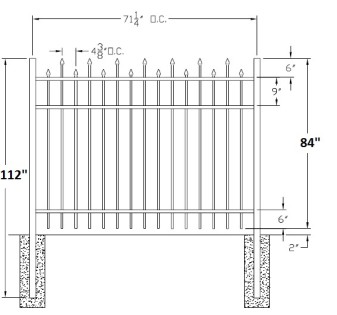 84 Inch Berkshire Industrial Aluminum Fence