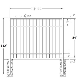 84 Inch Saybrook Industrial Aluminum Fence
