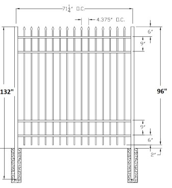 96 Inch Bennington Industrial Aluminum Fence