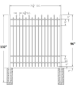 96 Inch Berkshire Industrial Aluminum Fence