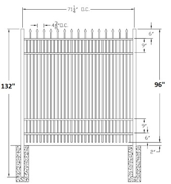 96 Inch Falcon Industrial Aluminum Fence