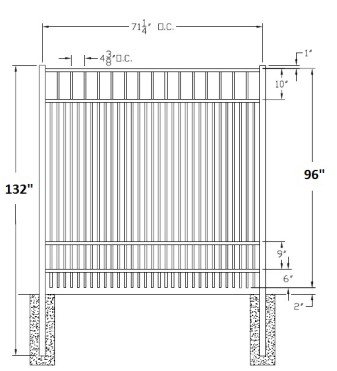 96 Inch Horizon Industrial Aluminum Fence