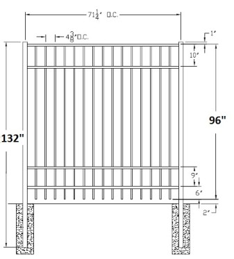 96 Inch Saybrook Industrial Aluminum Fence