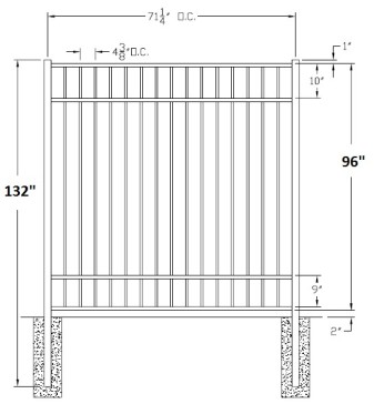 96 Inch Storrs Industrial Aluminum Fence