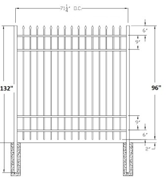 96 Inch Bennington Commercial Aluminum Fence
