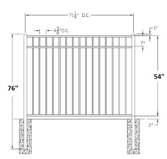 54 Inch Storrs Residential Wide Aluminum Fence