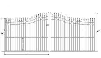 Guardian 16’ Wide- 4′ to 5′ Double Driveway Gate