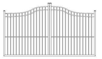 Olympian Smooth Top Wrought Iron Single Driveway Gates