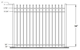 54 Inch Aurora Commercial Aluminum Fence