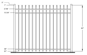 60 Inch Aurora Commercial Aluminum Fence