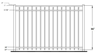 36 Inch Windham Commercial Aluminum Fence