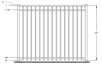 60 Inch Windham Concealed Fastener Aluminum Fence