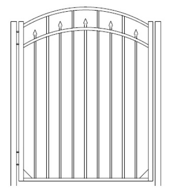 54 Inch Essex Residential Pool Fence Arched Gate (Flush Bottom)
